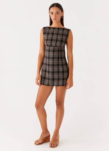 Vella Mini Dress - Brown Check