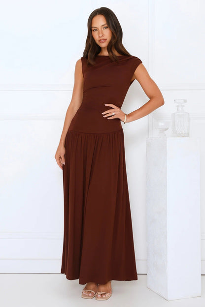 Sophisticated Simplicity Maxi Dress Brown