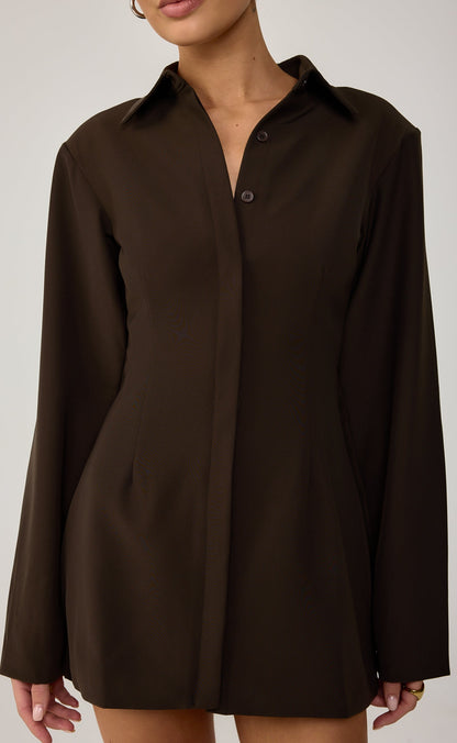 Mariella Mini Dress (Chocolate)