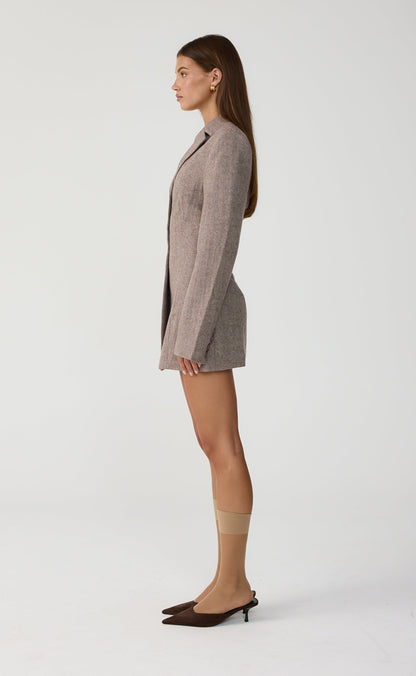 Midweek Blazer Mini Dress (Mocha Texture)