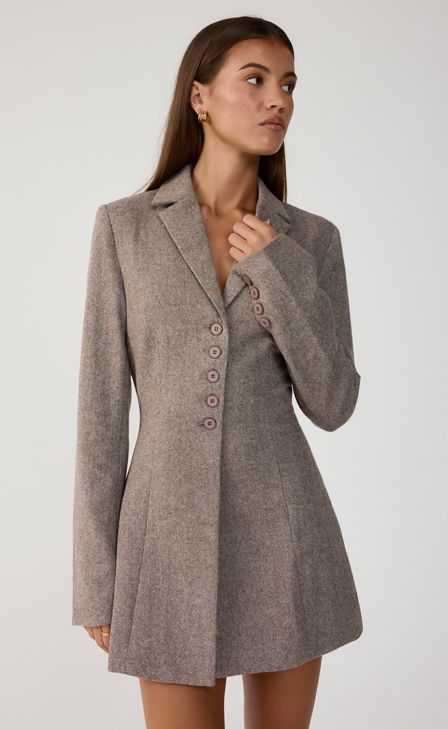 Midweek Blazer Mini Dress (Mocha Texture)