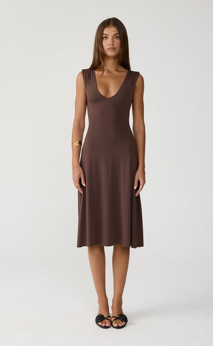 Milene Midi Dress (Chocolate)