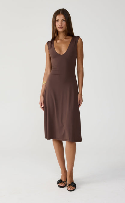 Milene Midi Dress (Chocolate)