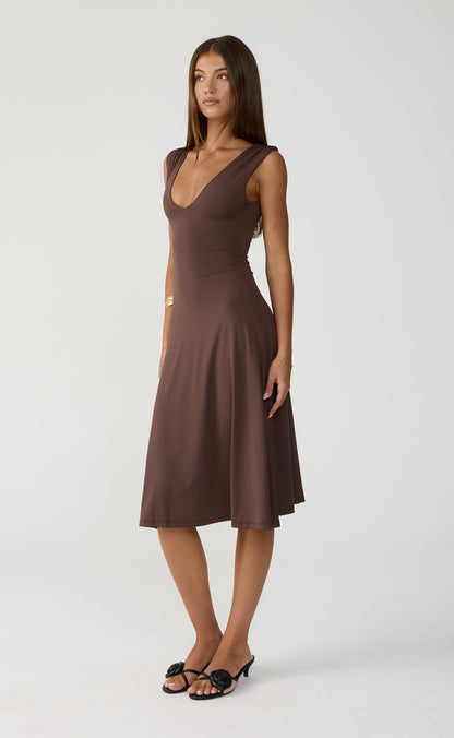 Milene Midi Dress (Chocolate)