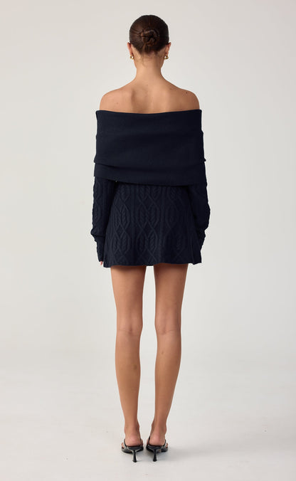 Pavati Long Sleeve Mini Dress (Navy)