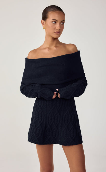Pavati Long Sleeve Mini Dress (Navy)