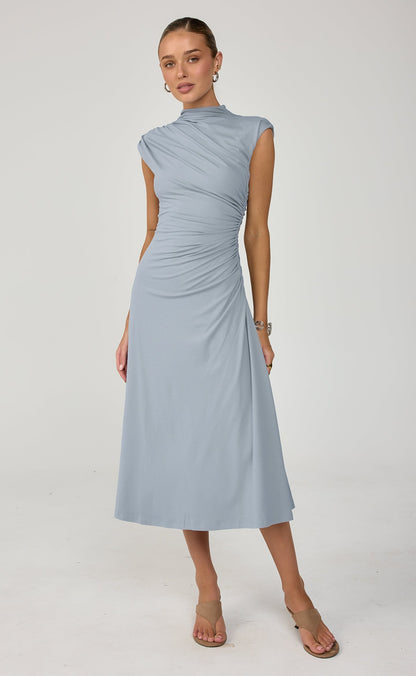Stolen Midi Dress (Muted Blue)