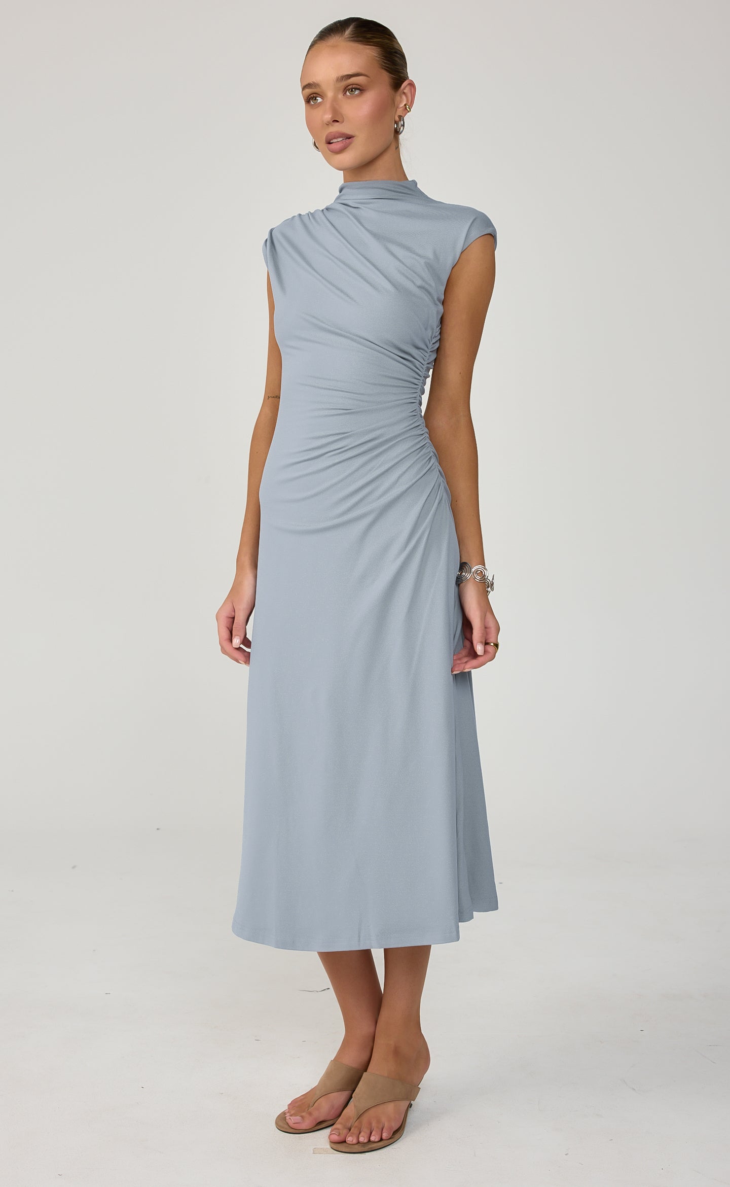Stolen Midi Dress (Muted Blue)