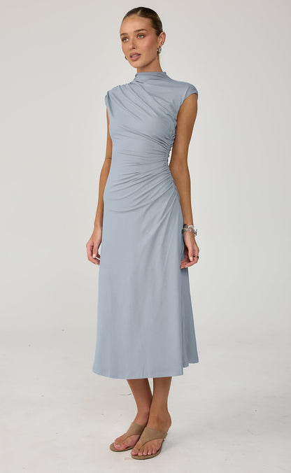 Stolen Midi Dress (Muted Blue)