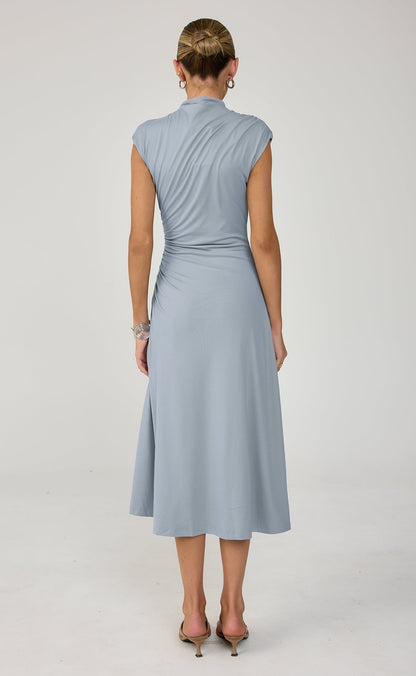 Stolen Midi Dress (Muted Blue)
