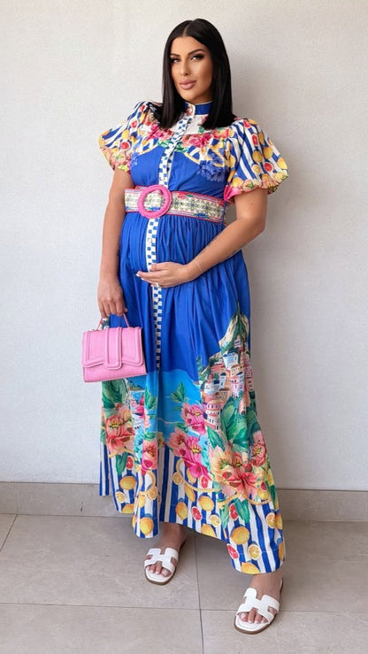 Bloom Maxi Dress - Positano Cobalt
